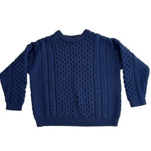 Aran Crafts Blue Cable Knit Sweater